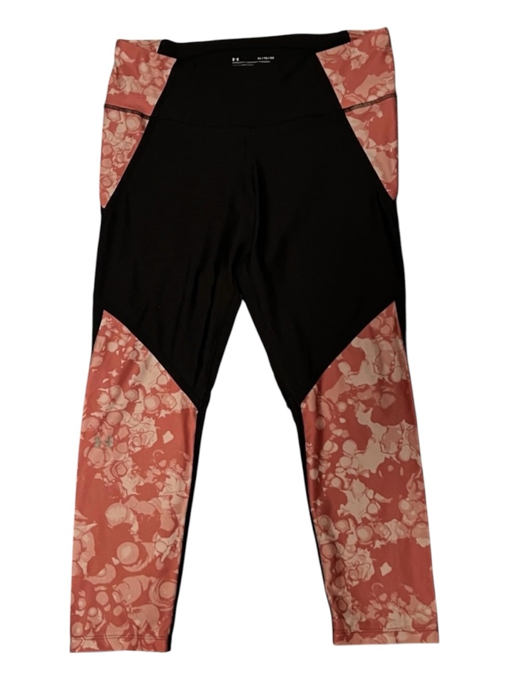 Under Armour Black and Coral Floral Panel Leggings